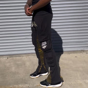 Discreet Leopard Print Drawstring Multi-Pocket Trousers