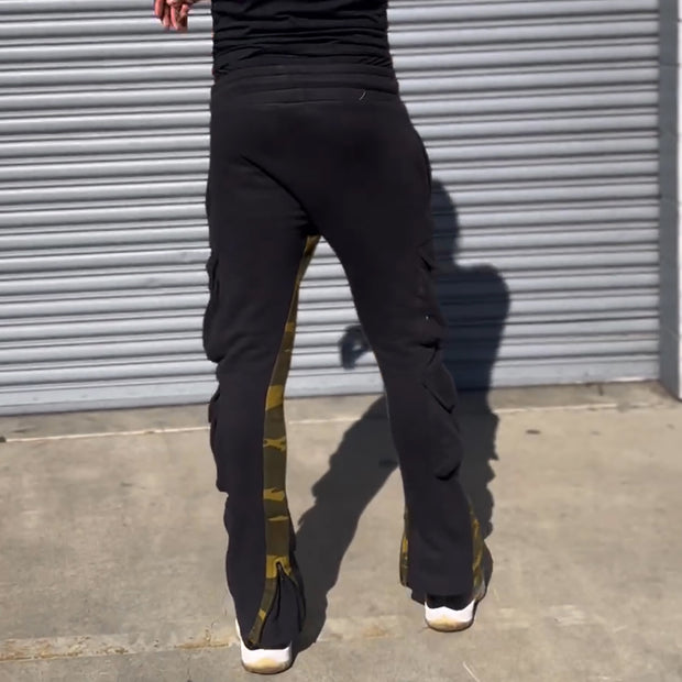 Discreet Leopard Print Drawstring Multi-Pocket Trousers