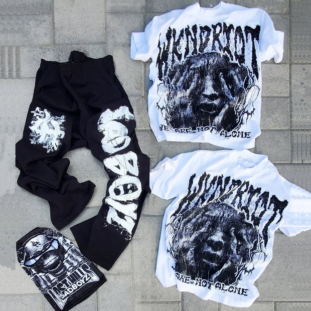 Blindfolded casual street T-shirt and trousers two-piece suit