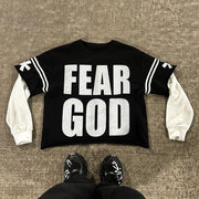 Fake Two Fear God Print Long Sleeve T-Shirt