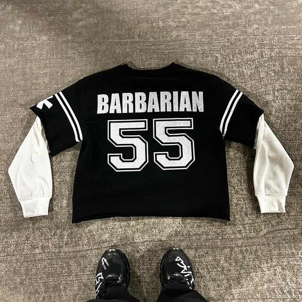 Fake Two Fear God Print Long Sleeve T-Shirt
