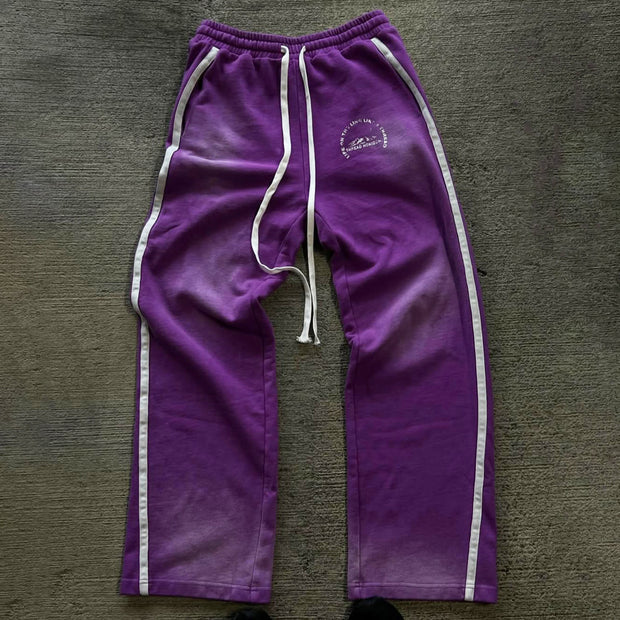 Letter Contrast Color Printed Pocket Sweatshirt Pants