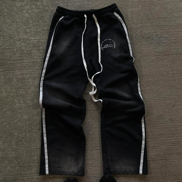 Letter Contrast Color Printed Pocket Sweatshirt Pants