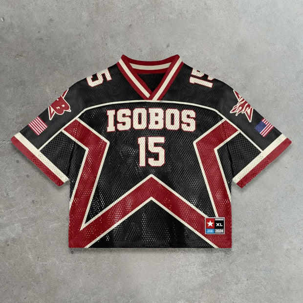 Star casual street stitching mesh jersey