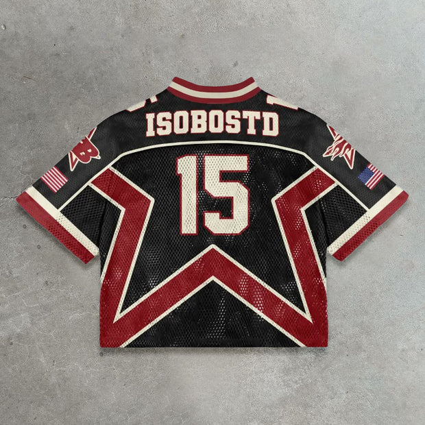 Star casual street stitching mesh jersey