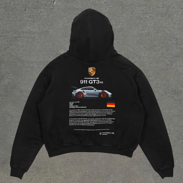 Street Style Racing Graphic Letter Print Hoodie