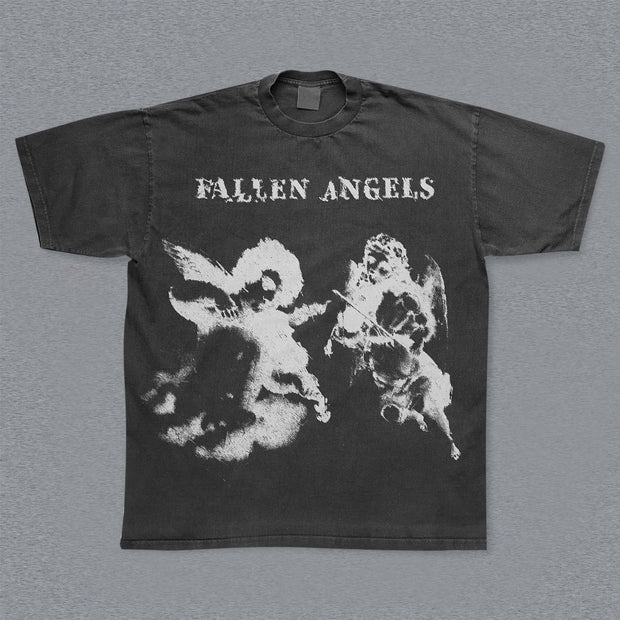 Fashion vintage angel print T-shirt