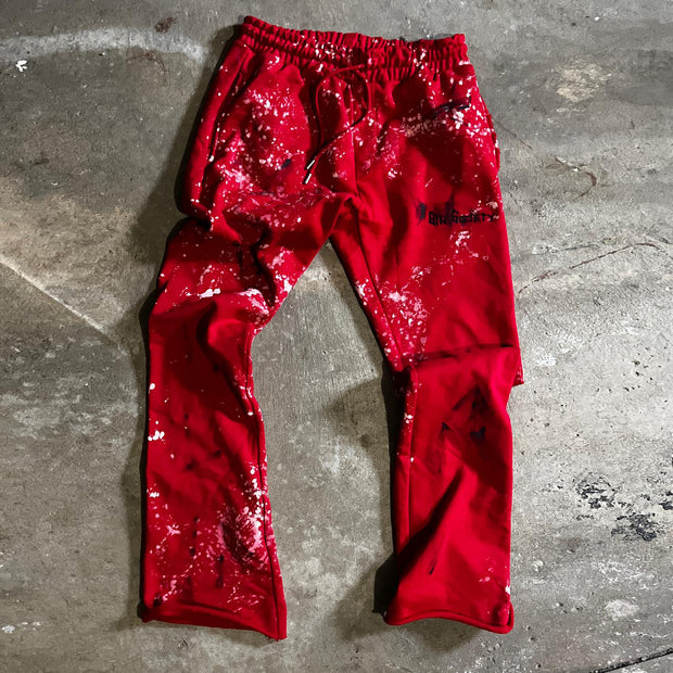 Personalized street ink-splashed print flared pants