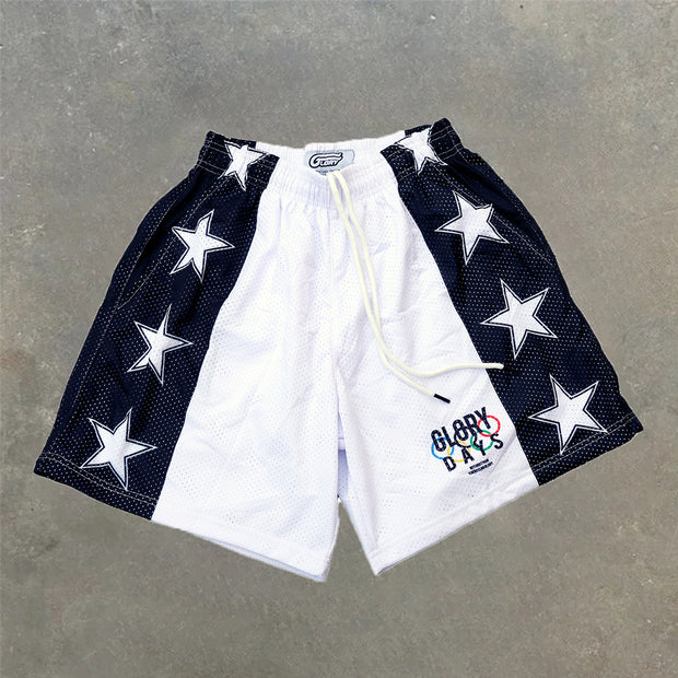 Personalized star contrast mesh shorts