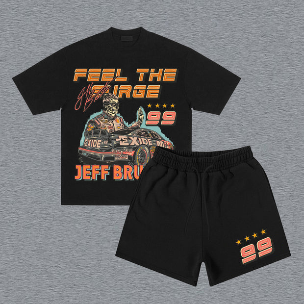 Racer No. 99 Print Short Sleeve Two Piece Set