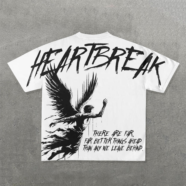 Personality Heart Break Print Short Sleeve T-Shirt