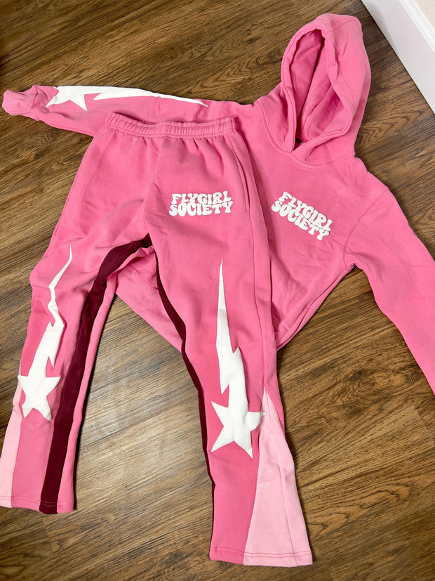 Stylish retro contrast hoodie set