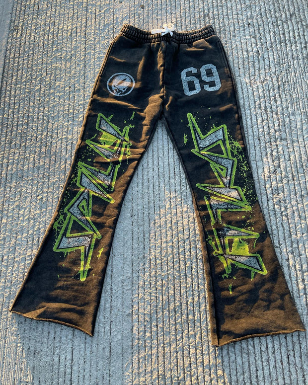 Brainstorm casual street print hoodie trousers sports two-piece suit