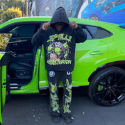 Brainstorm casual street print hoodie trousers sports two-piece suit