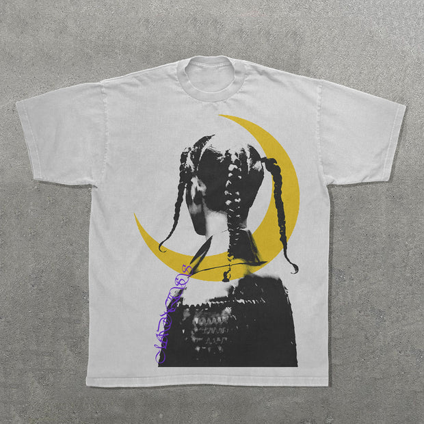 Dark Moon Print Short Sleeve T-Shirt