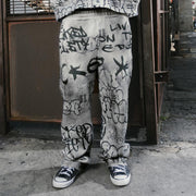 Casual street retro graffiti sports trousers