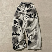 Casual street retro graffiti sports trousers