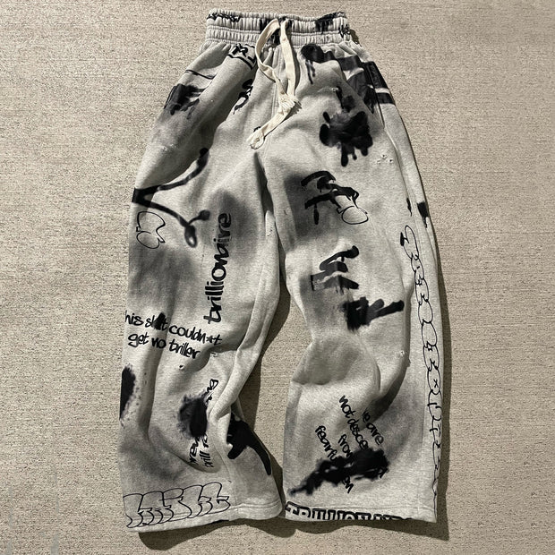 Casual street retro graffiti sports trousers