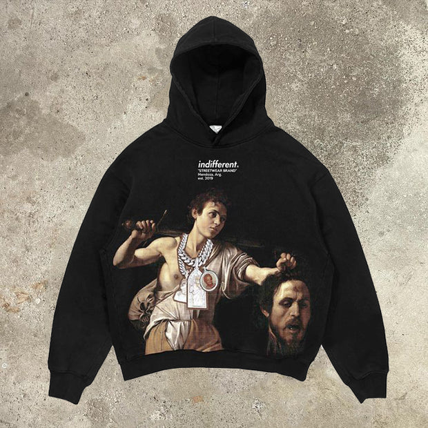 Casual streetwear vintage print hoodie