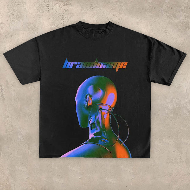 Fashion personality crew neck print T-shirt