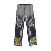 Simple temperament harem pants printed trendy jeans