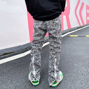 Zipper jeans, trendy brand loose straight leg bootcut trousers