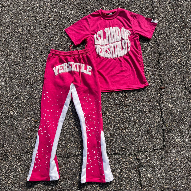 Versatile Letter Print T-shirt Sweatpants Two Piece Set