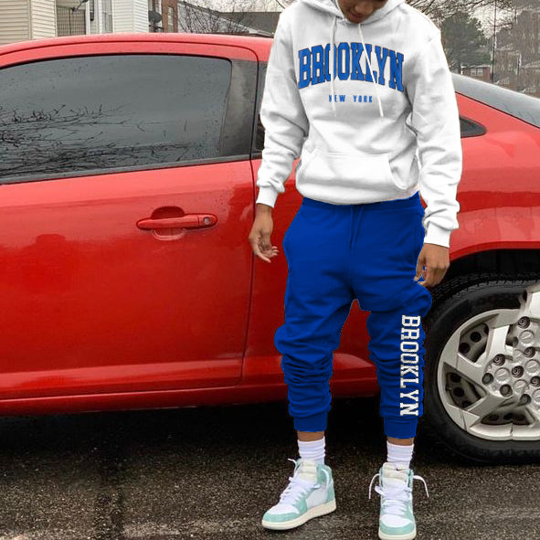 Brooklyn Print Hoodie Sweatpants Two Piece Set