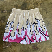 Casual Flame Print Mesh Shorts