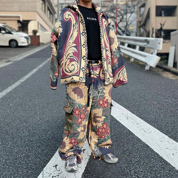 Retro hip-hop trendy tapestry trousers