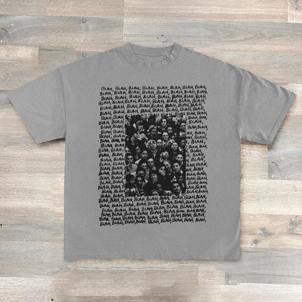 Blah Print Short Sleeve T-Shirt