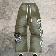 Green Casual Vintage Washed Heavyweight Sweatpants