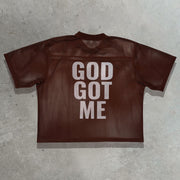 God Got Me Casual Street Mesh Panel Jersey