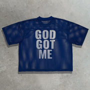 God Got Me Casual Street Mesh Panel Jersey