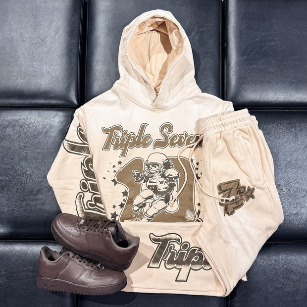 Rugby casual street gradient hoodie trousers two-piece set
