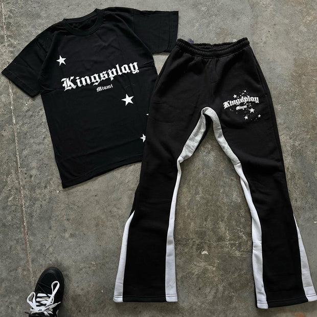 Casual street rock T-shirt and trousers two-piece suit