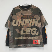 Camouflage casual street retro mesh stitching jersey