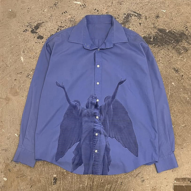 Angel Print Button Long Sleeve Shirt