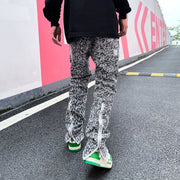 Zipper jeans, trendy brand loose straight leg bootcut trousers