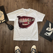 Fashionable casual lip print T-shirt