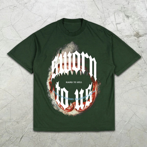 Shark Slogan Graphic Print Short Sleeve T-Shirt