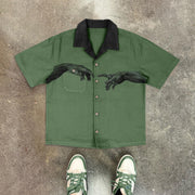 Casual personality retro contrast color shirt