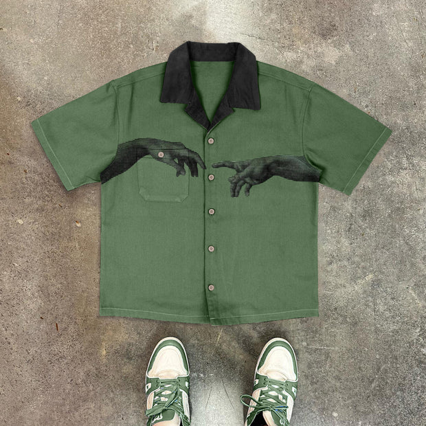 Casual personality retro contrast color shirt