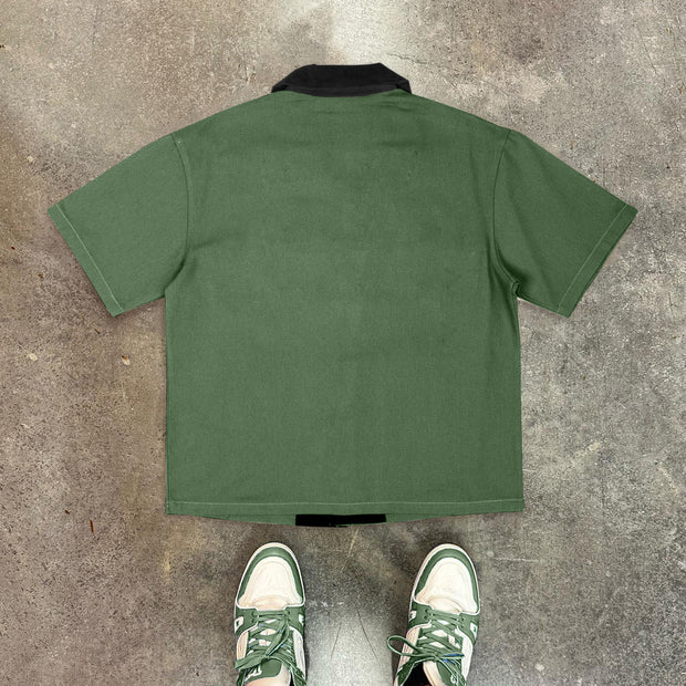 Casual personality retro contrast color shirt