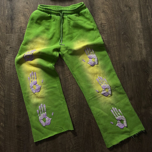 Avocado Handprint Casual Street Retro Sweatpants