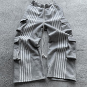 Striped camouflage multi-pocket casual pants