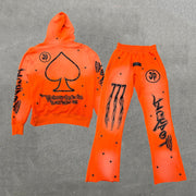 Lucky Latto Print Hoodie Sweatpants Two Piece Set
