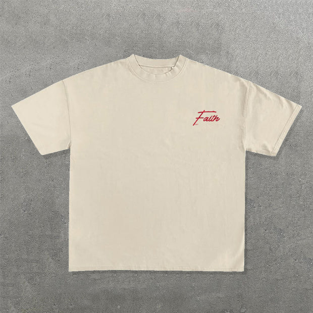 Casual Faith Letters Print Short Sleeve T-Shirt
