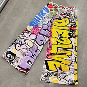 Hip-hop graffiti casual street wide-leg sweat pants
