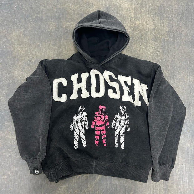 Chosen Print Long Sleeve Hoodies